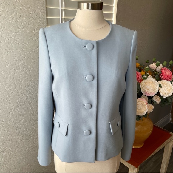 Karl Lagerfeld Paris Pantsuit Blazer Jacket 10 Light Blue - Picture 6 of 13